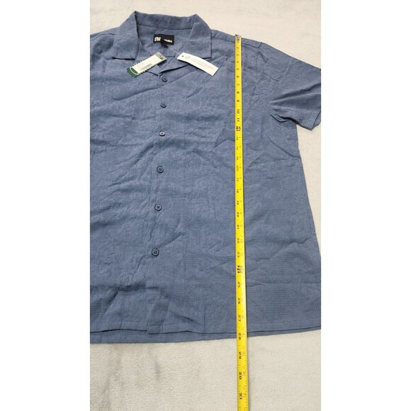 The Commons Men's Large Navy Jacquard Floral Camp Collar Short Sleeve Shirt NWT - Picture 9 of 10